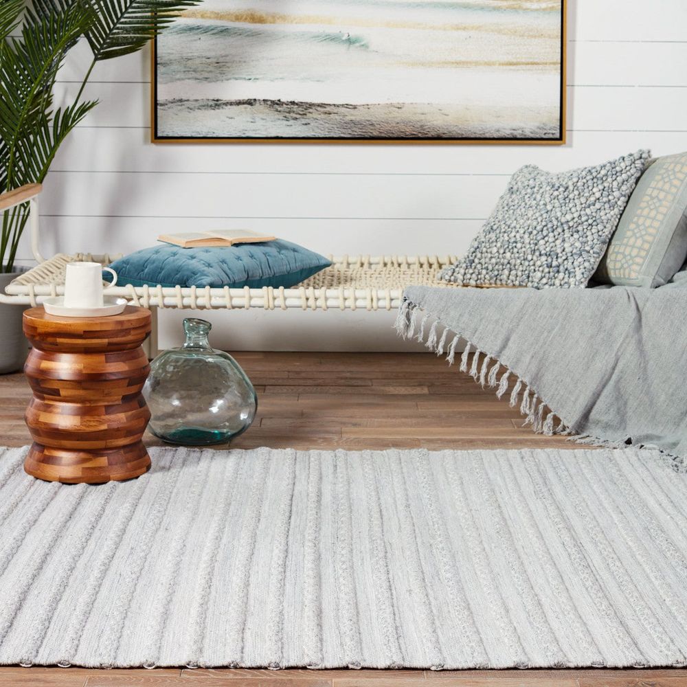 Tobias Solid Light Gray/ Cream Runner Rug (3'X10')