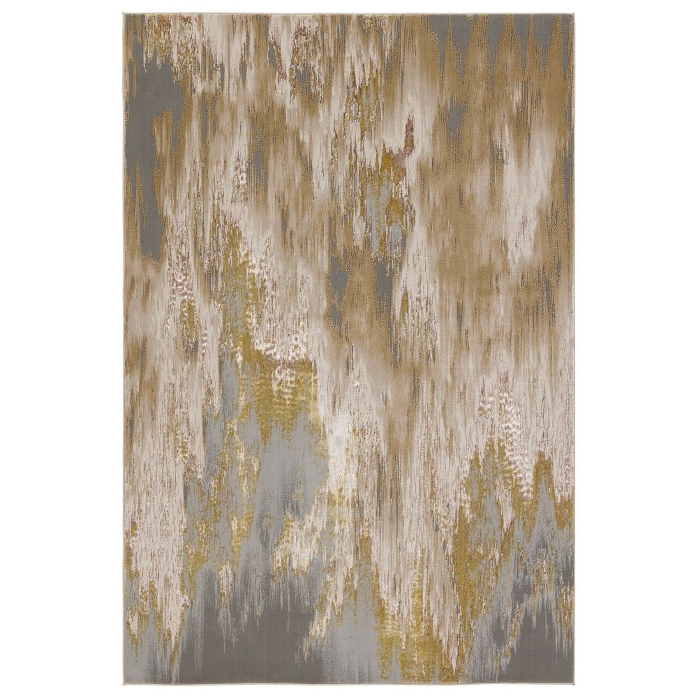 Runners Achilles Abstract Gold/ Gray Runner Rug (2'2"X8')