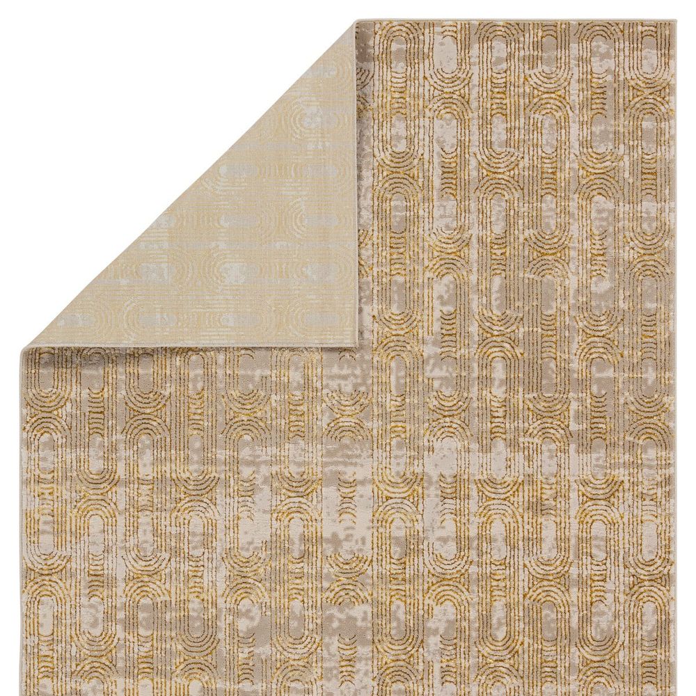 Runners Zyphira Geometric Gold/ Taupe Runner Rug (3'3"X12')