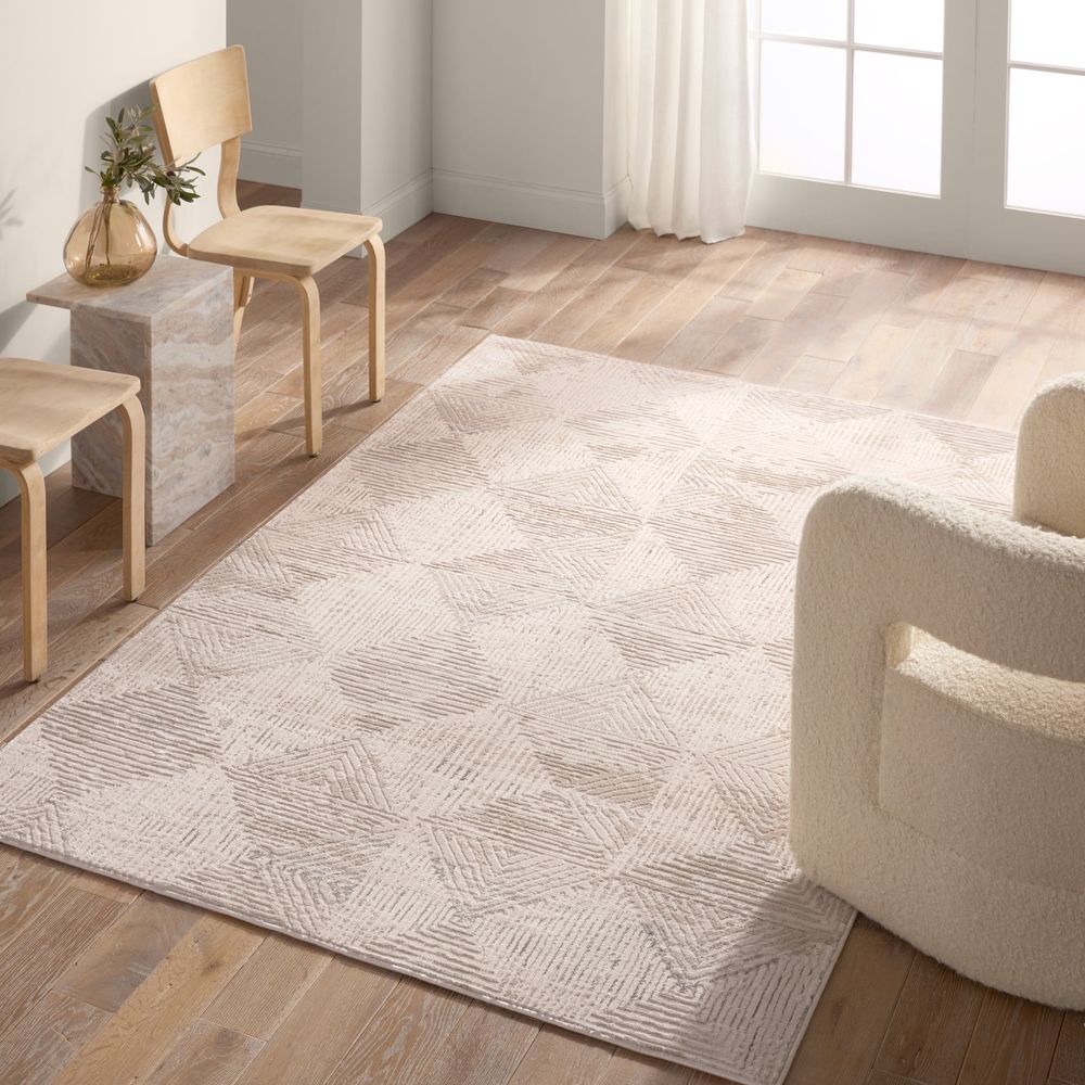 Bane Geometric Light Gray/Silver Runner Rug (3'3"X12')