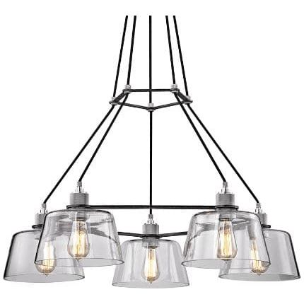 Audiophile Chandelier Old Silver And Polished Aluminum-Troy Lighting-TROY-F6155-Chandeliers5 Light-2-France and Son