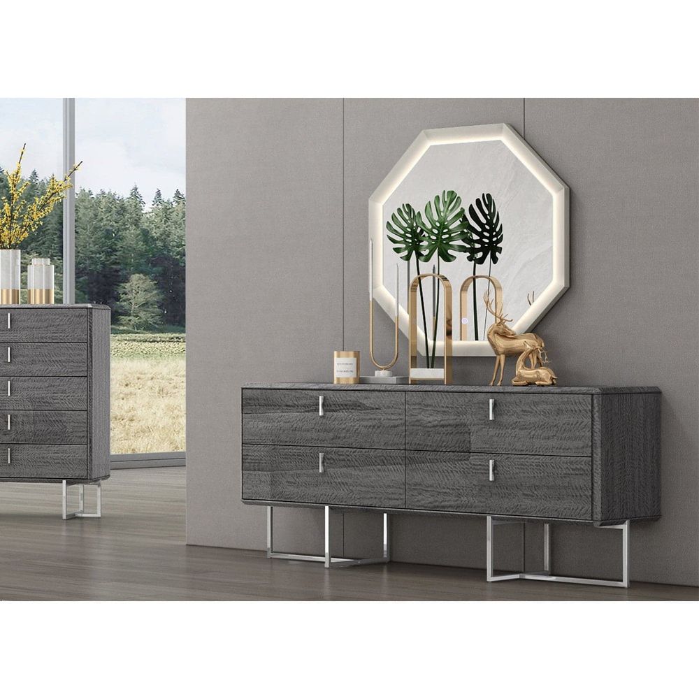 Chloe Hexagonal Mirror-Whiteline Modern Living-WHITELINE-MR1888-GRY-Mirrors-2-France and Son
