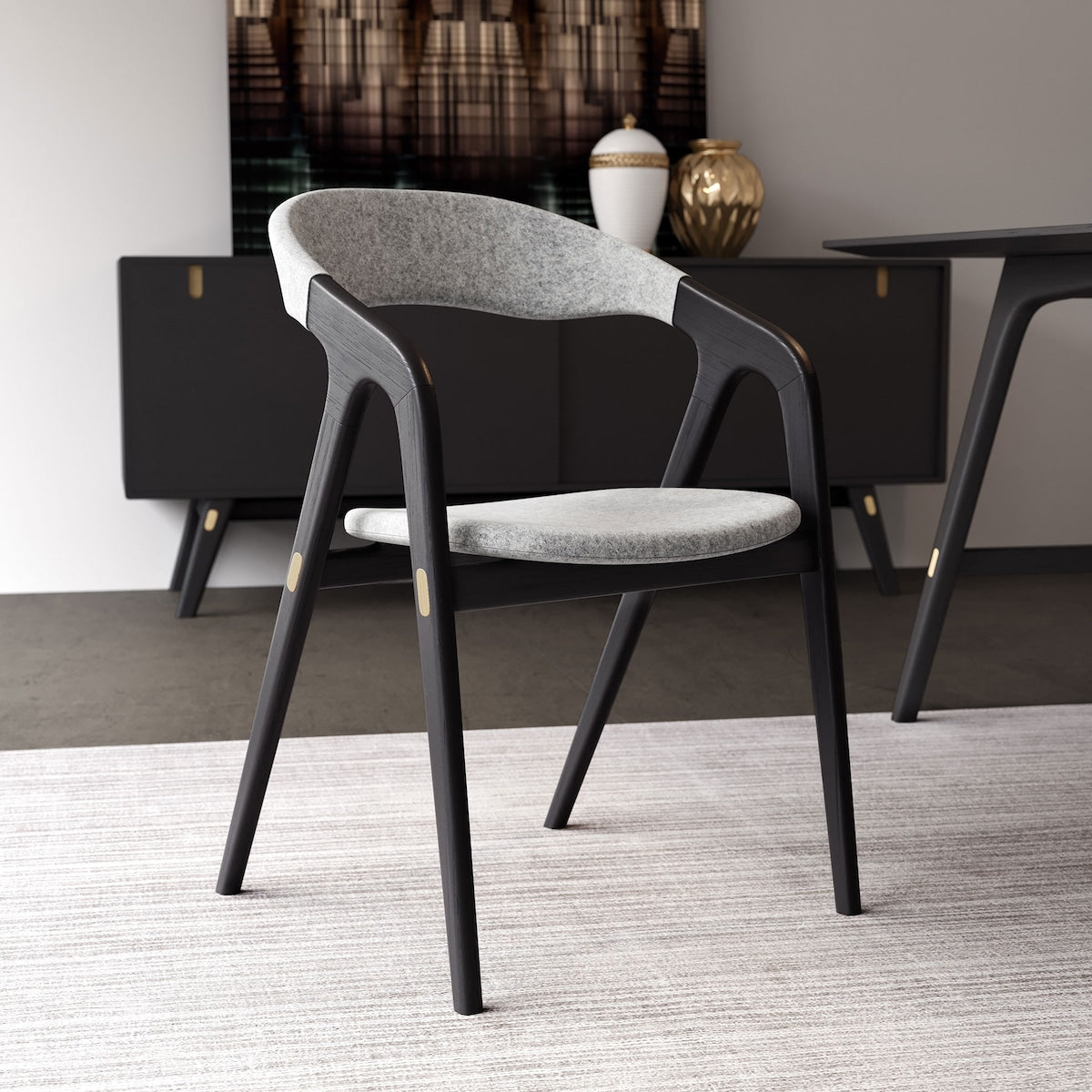 Kaede Dining Chair - Andorra Wool / Black Oak