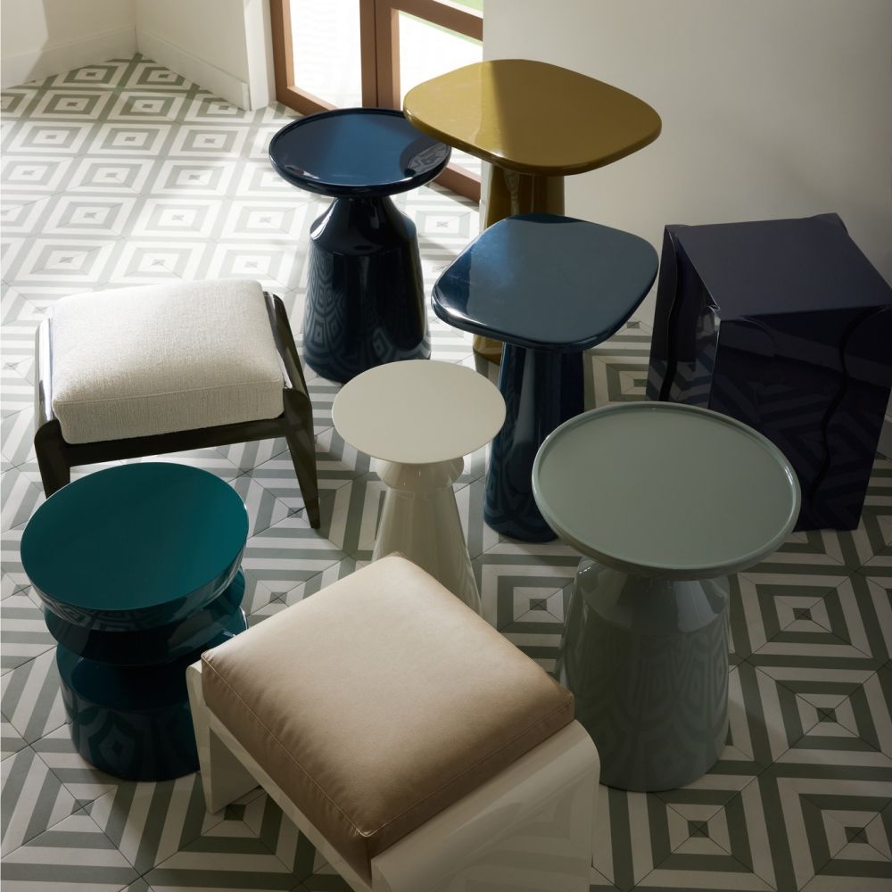 Side Tables Paisley Accent Table - Blue