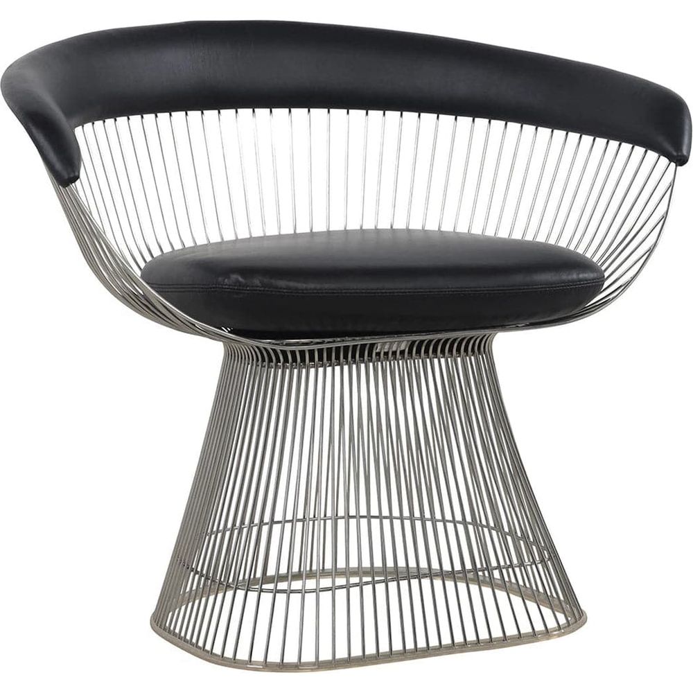 Platner Arm Chair with Top Grain Leather-France & Son-FB5788CBLACK-Dining Chairs-2-France and Son