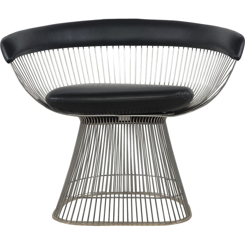 Platner Arm Chair with Top Grain Leather-France & Son-FB5788CBLACK-Dining Chairs-1-France and Son