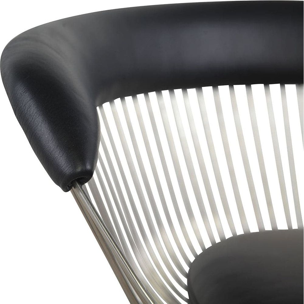 Platner Arm Chair with Top Grain Leather-France & Son-FB5788CBLACK-Dining Chairs-4-France and Son