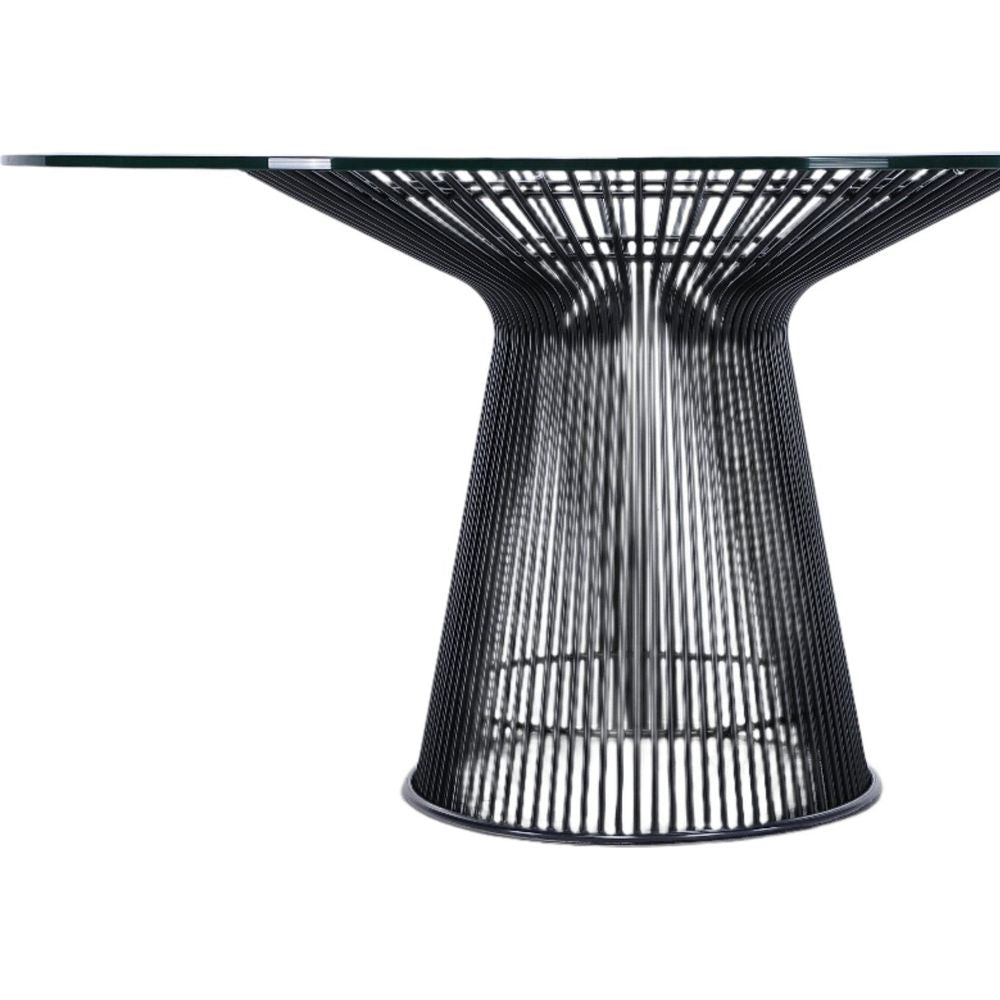 Platner Stainless Steel Dining Table with Glass Top