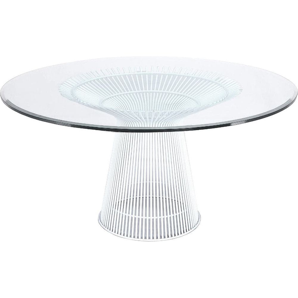 Mid Century Platner Stainless Steel Dining Table-France & Son-FB9688GLSWHT-Dining TablesWhite-7-France and Son