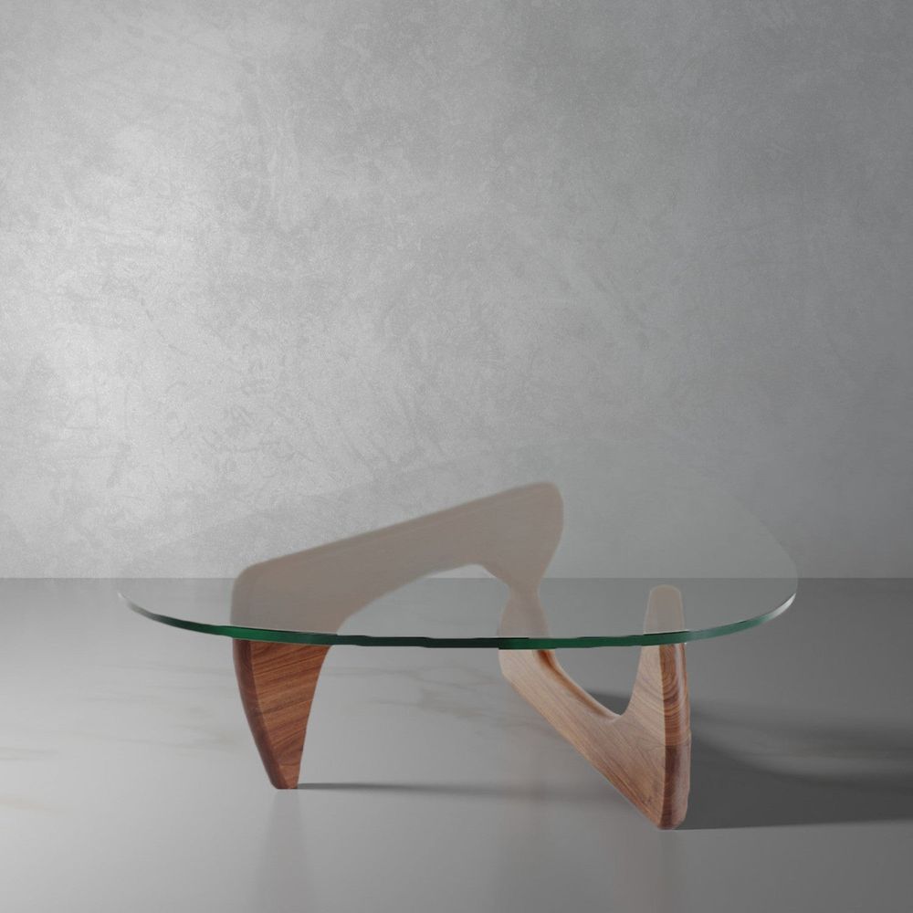 Isamu Triangle Glass Coffee Table-France & Son-FET1234WALNUT-Coffee Tables-1-France and Son