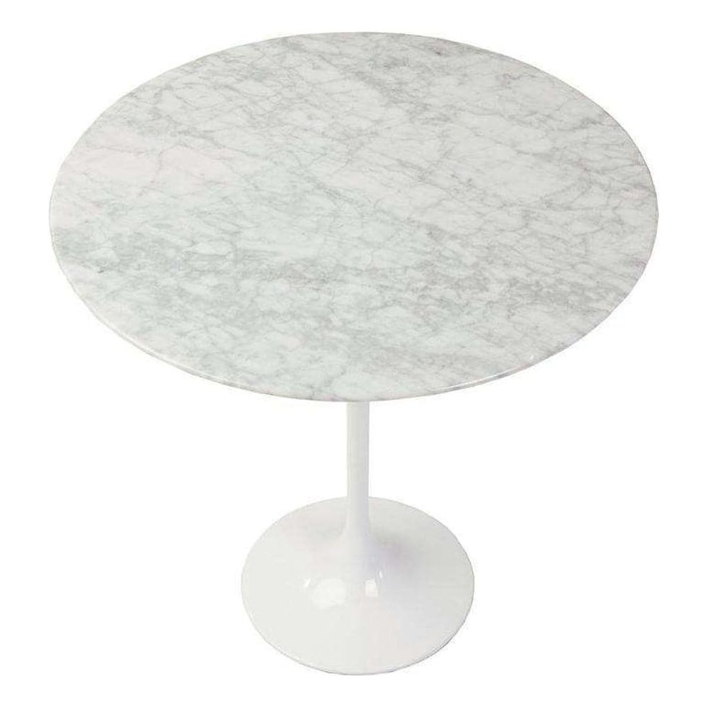 Carrara Marble Tulip Side Table - 20"-France & Son-RT335SWHITE-Side Tables-2-France and Son