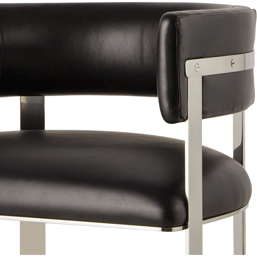 Kelly Hoppen Art Dining Chair - Black Leather/ Stainless Steel