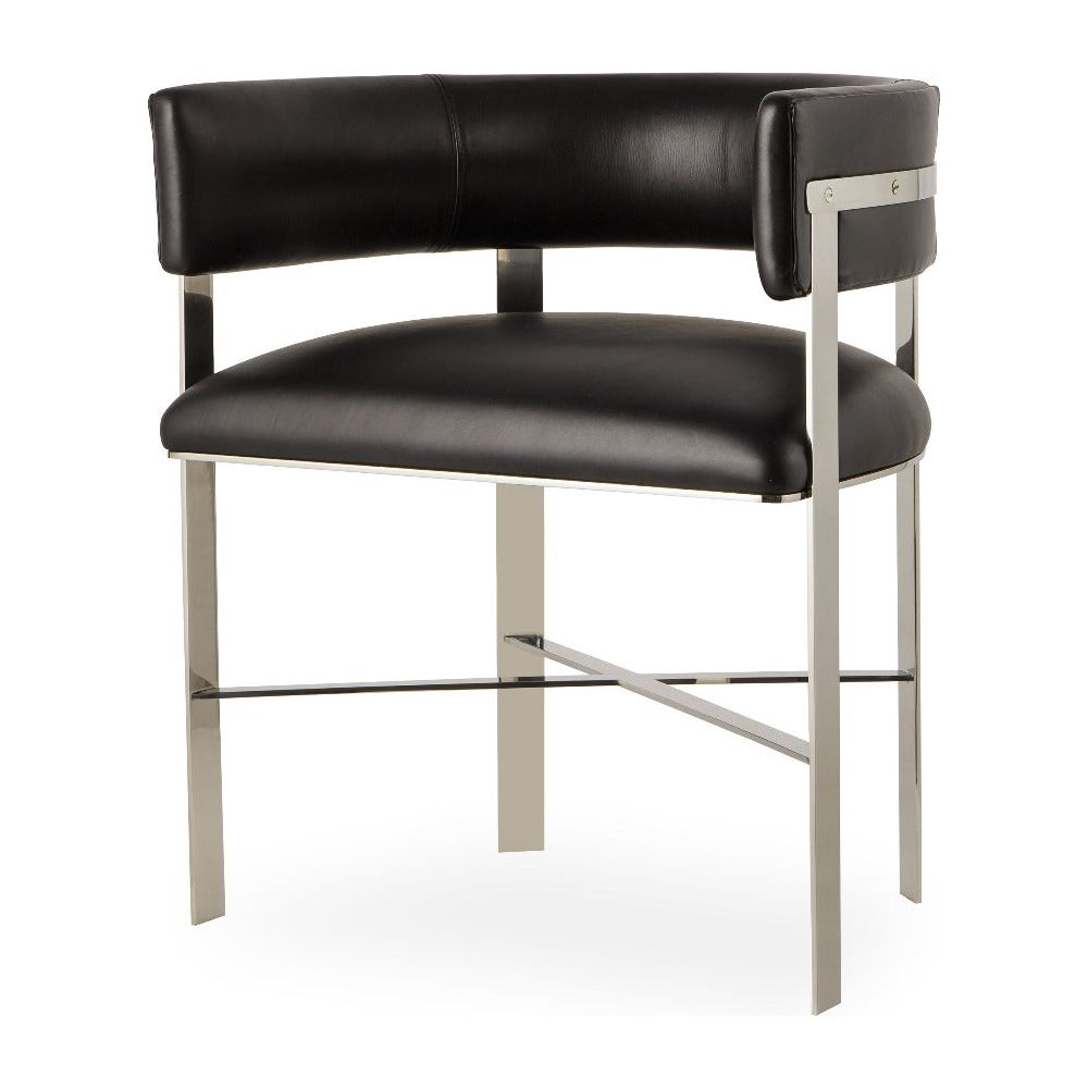 Kelly Hoppen Art Dining Chair - Black Leather/ Stainless Steel