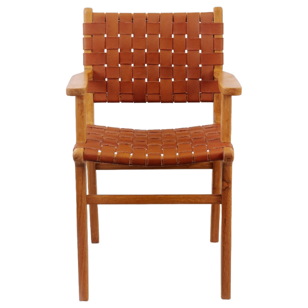Cahyo Woven Leather Dining Armchair