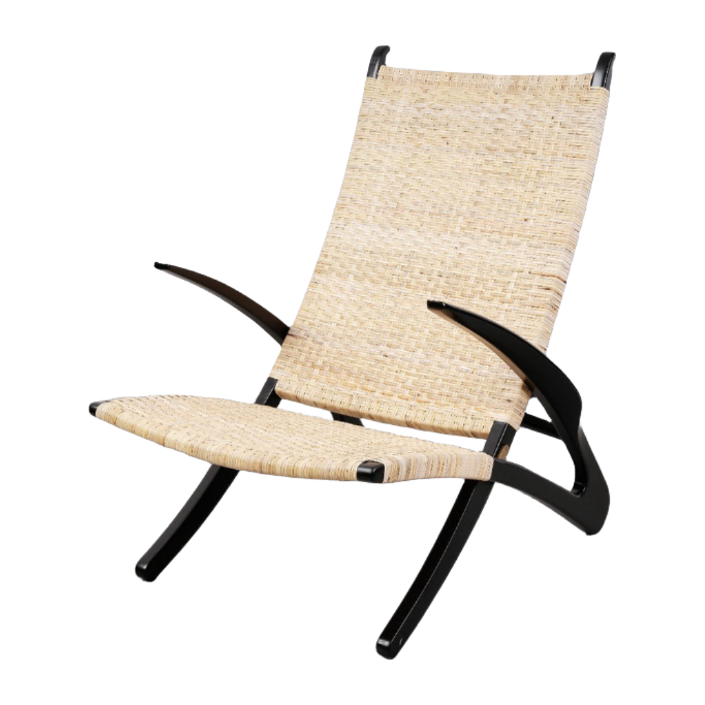 Hans Dolphin Folding Lounge Chair-France & Son-FL1037BLK-Lounge ChairsBlack-1-France and Son
