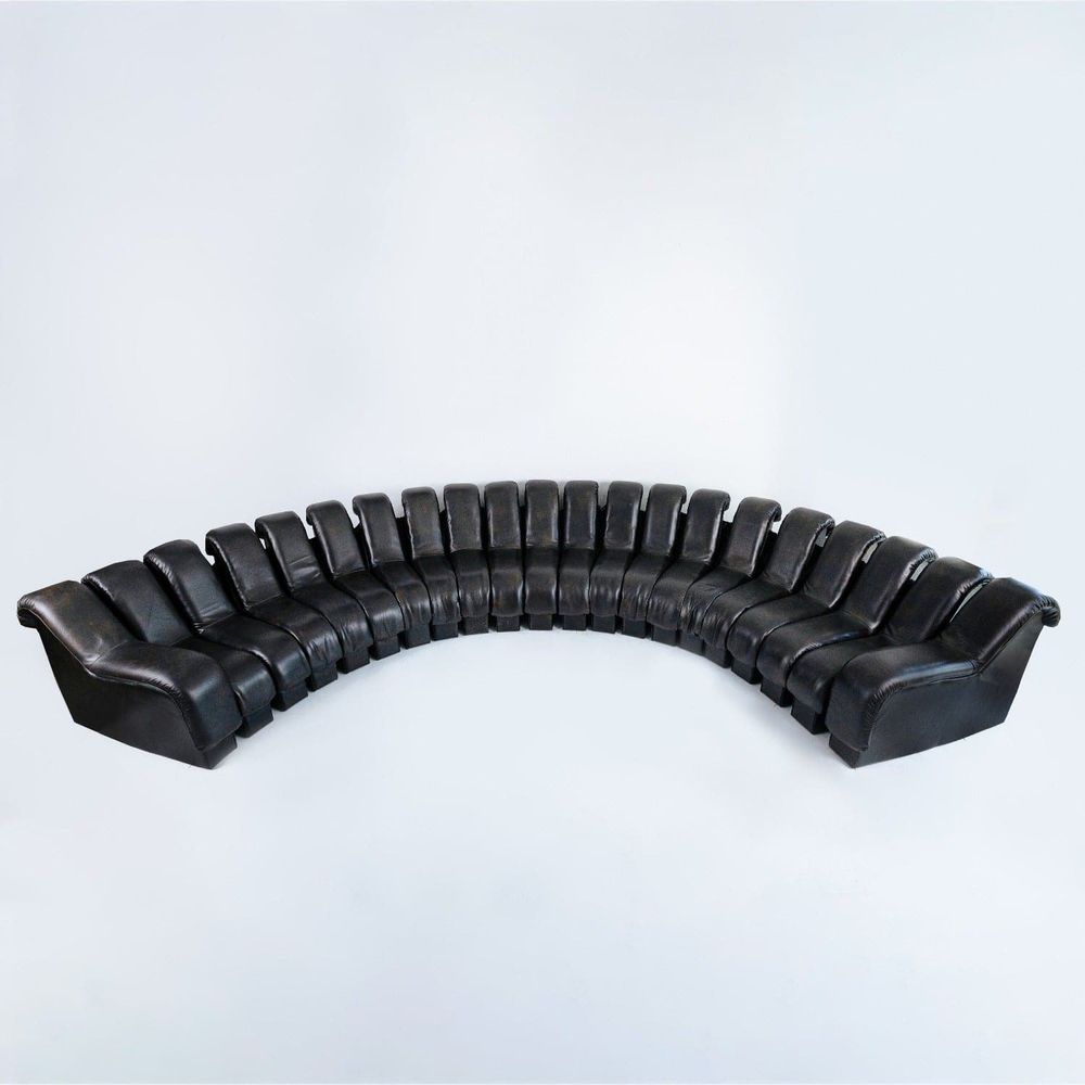Non Stop Infinity Sofa Pieces - Leather-France & Son-FL1051BMAH-C-SectionalsDistressed Black-Middle Element-7-France and Son