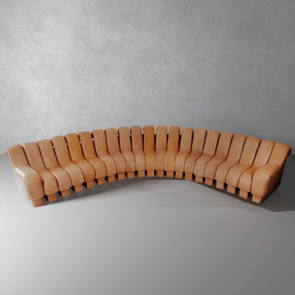Non Stop Infinity Sofa Pieces - Leather-France & Son-FL1051LBRN-C-SectionalsBrown-Middle Element-1-France and Son
