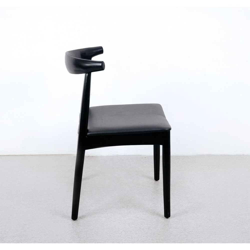 Wegner Elbow Chair - Black-France & Son-FL1078BKBK-Dining Chairs-3-France and Son