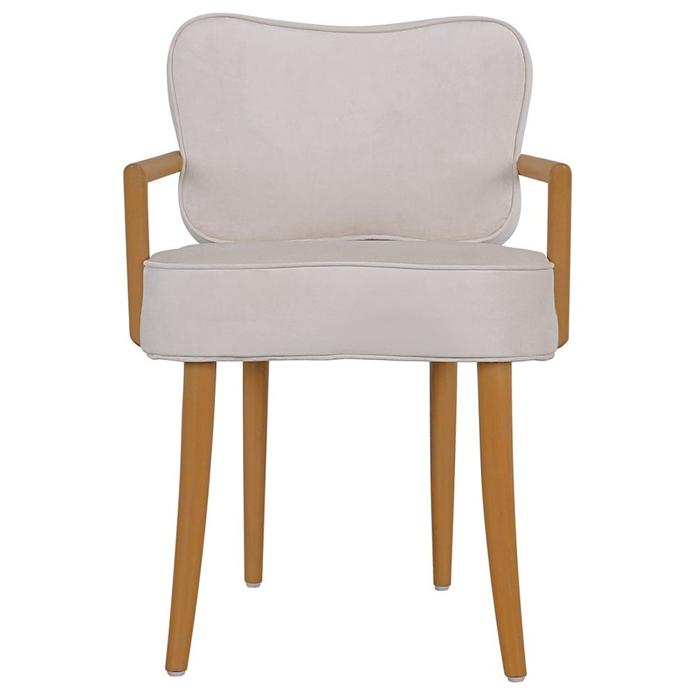 Charlotte Dining Arm Chair - Beige Velvet