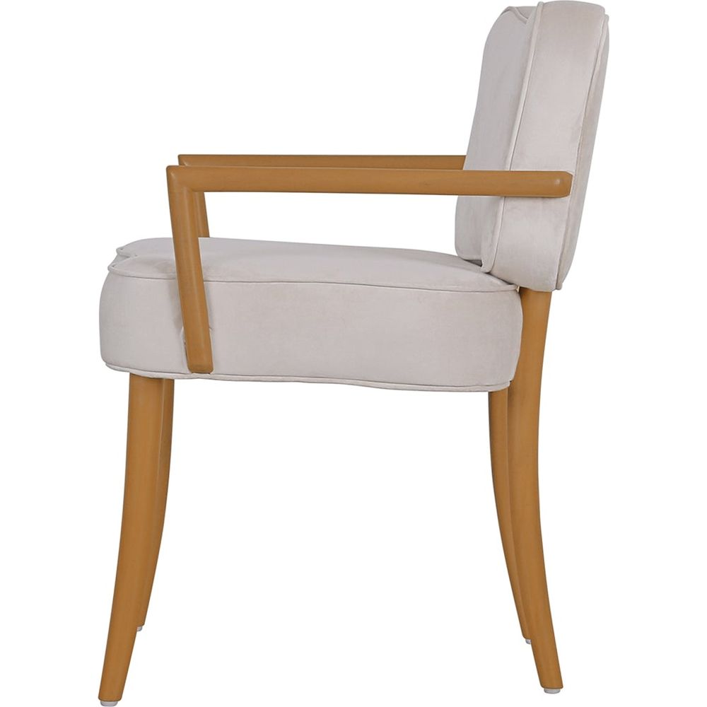 Charlotte Dining Arm Chair - Beige Velvet