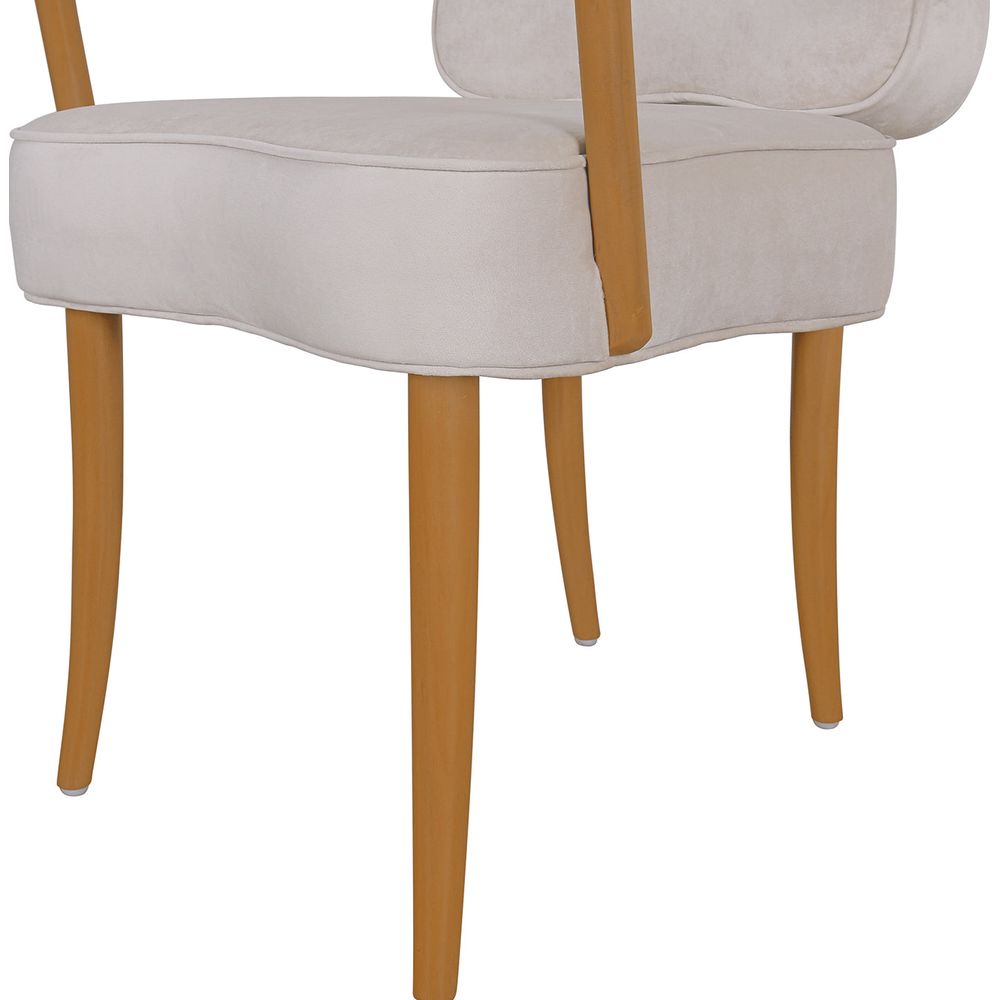Charlotte Dining Arm Chair - Beige Velvet