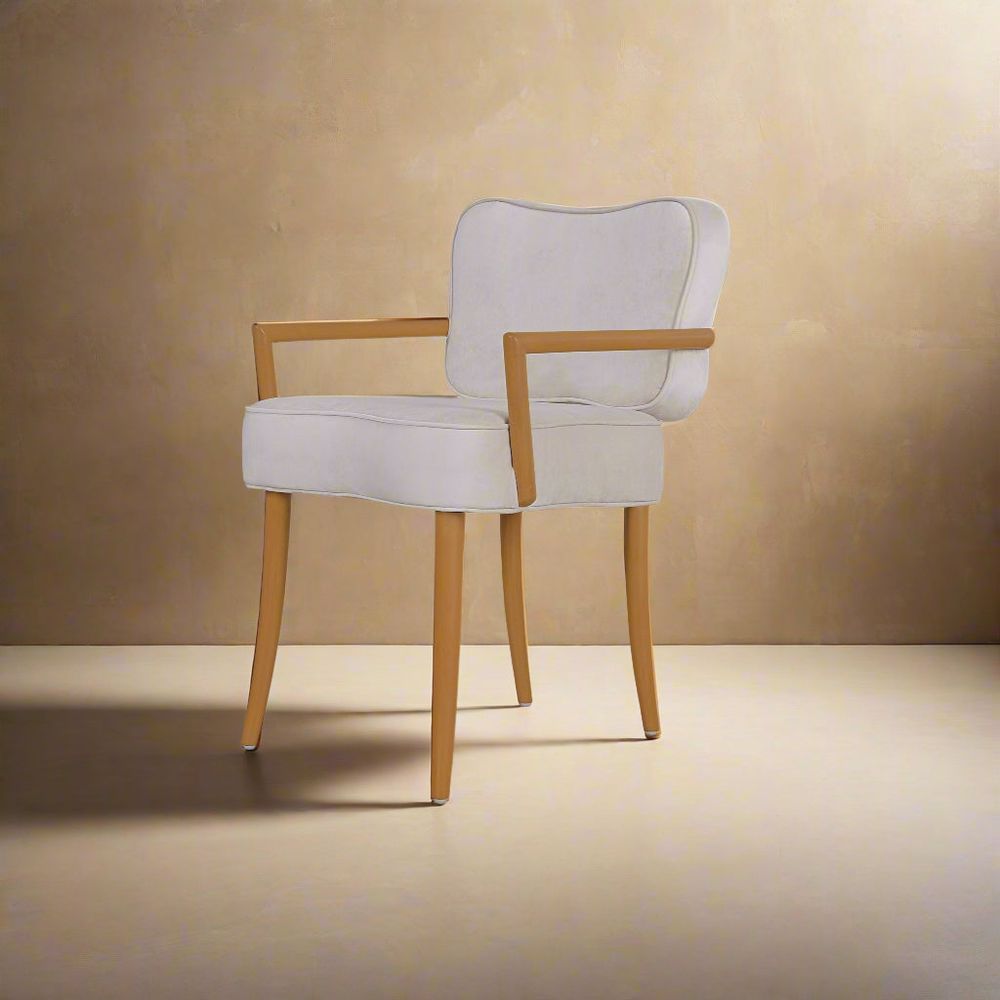 Charlotte Dining Arm Chair - Beige Velvet
