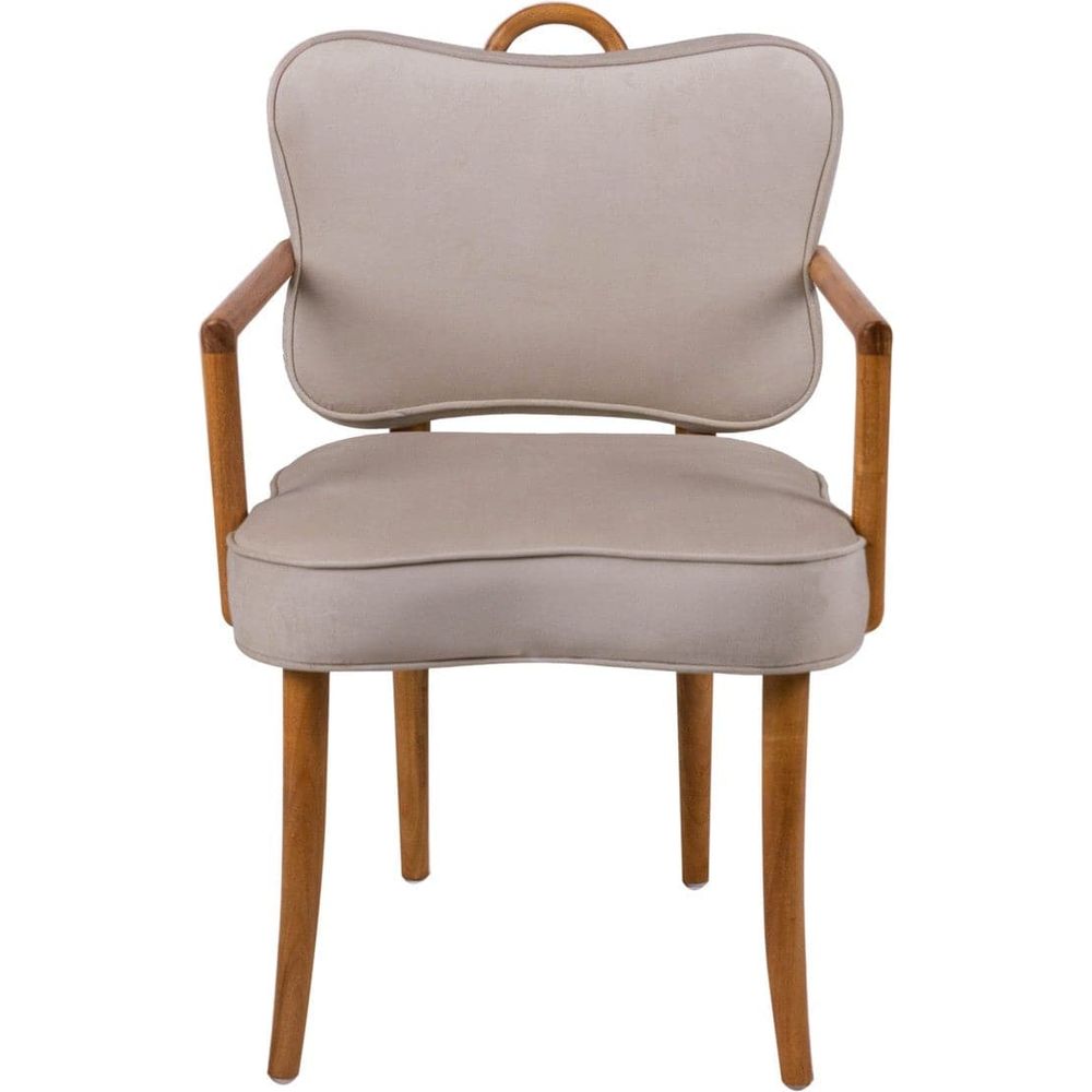 Royere Dining Arm Chair - Velvet (New Version)-France & Son-FL1087H-BGE-NEW-Dining Chairs-1-France and Son