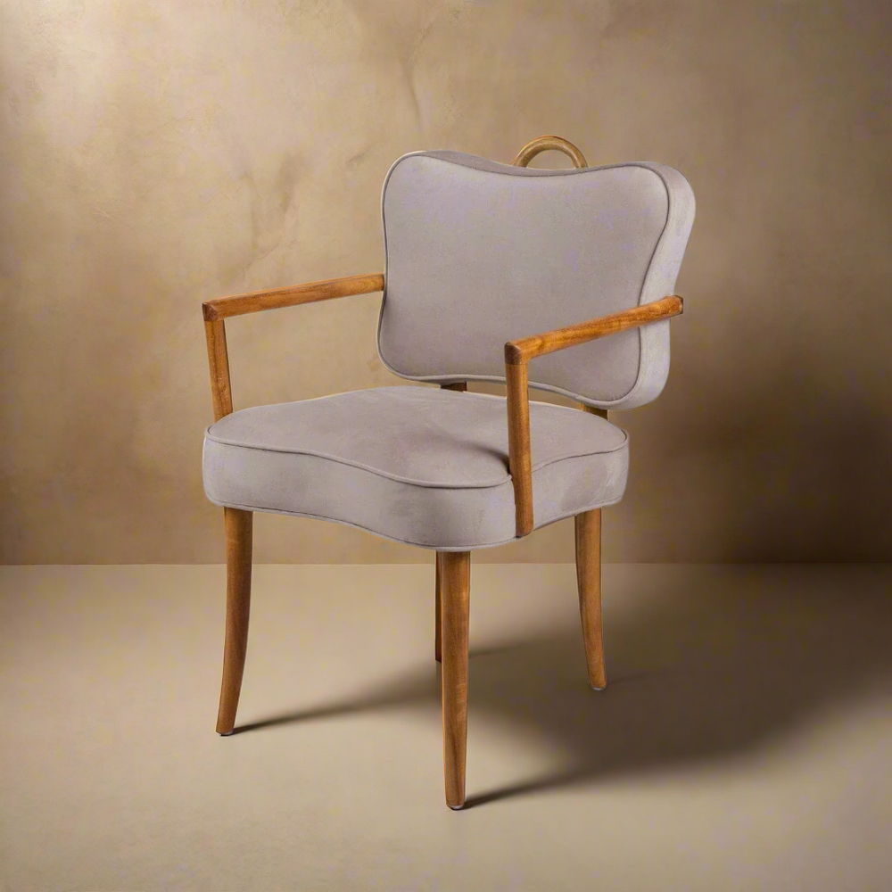 Charlotte Dining Arm Chair with Handle - Velvet