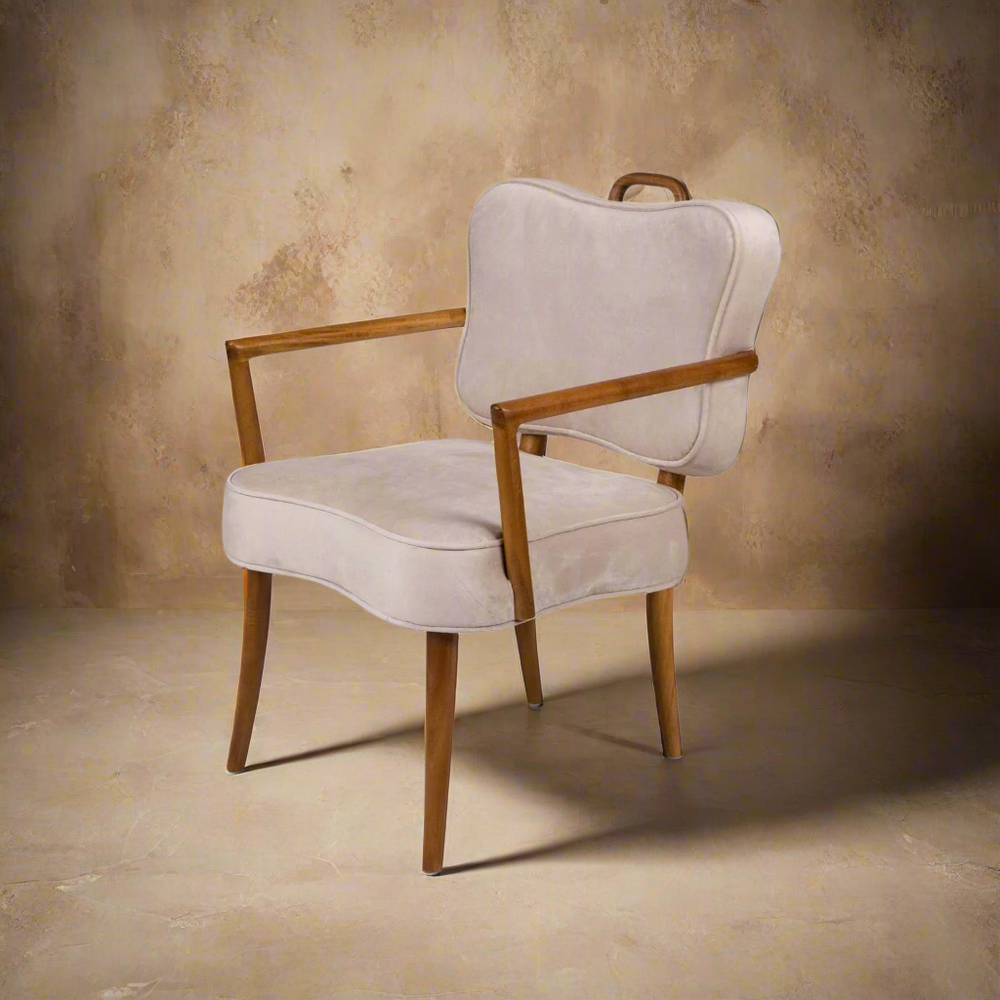 Charlotte Dining Arm Chair with Handle - Velvet - Low
