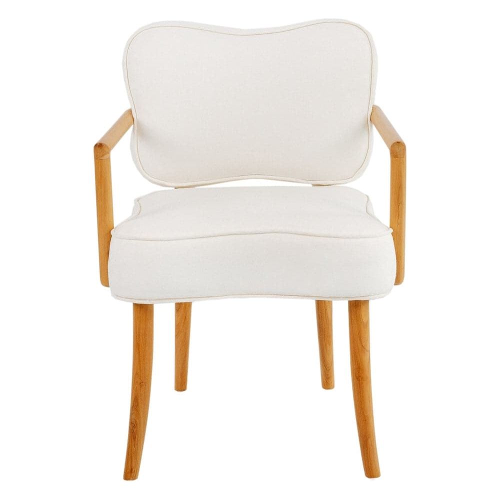 Royere Dining Arm Chair-France & Son-FL1087IVORY-Dining Chairs-2-France and Son