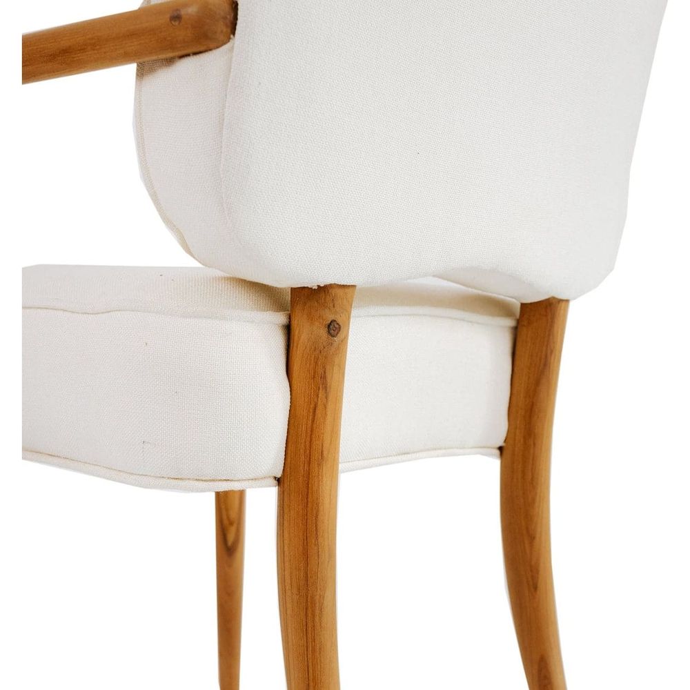 Royere Dining Arm Chair-France & Son-FL1087IVORY-Dining Chairs-3-France and Son