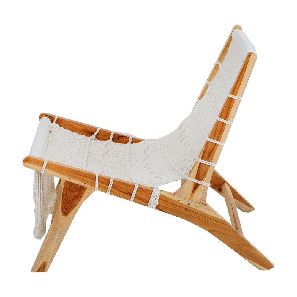 Teak Macrame Lounge Chair-France & Son-FL1093-Lounge Chairs-2-France and Son