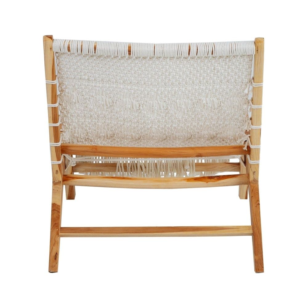 Teak Macrame Lounge Chair-France & Son-FL1093-Lounge Chairs-7-France and Son