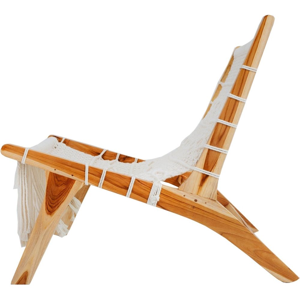 Teak Macrame Lounge Chair-France & Son-FL1093-Lounge Chairs-6-France and Son