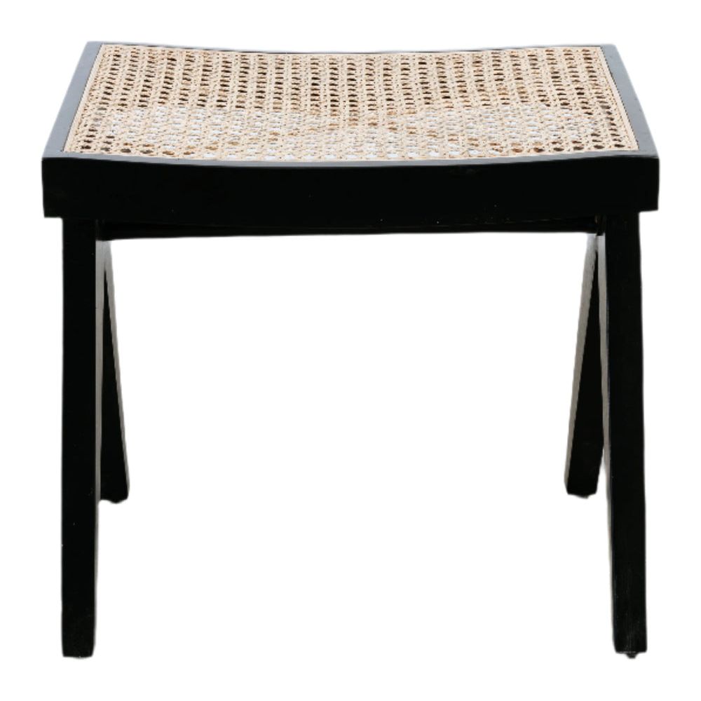 Hand Caned Jeanneret Ottoman/Stool - Ebony