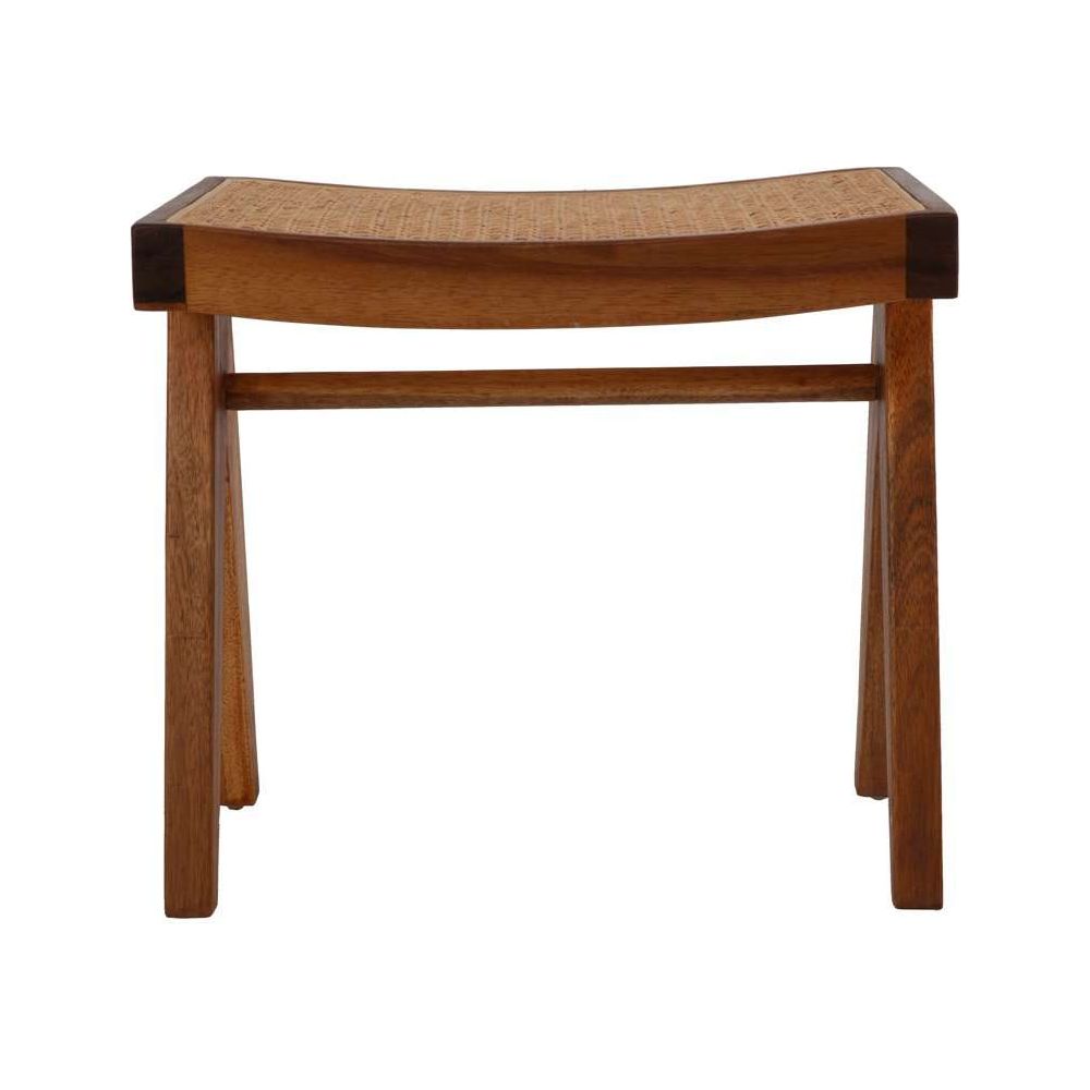 Mid Century Hand Caned Jeanneret Ottoman/Stool-France & Son-FL1112NTRL-Stools & OttomansNatural Ottoman-1-France and Son