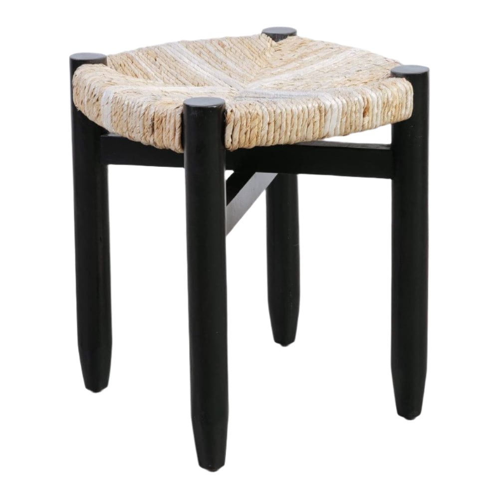 Perriand Teak Woven Stool-France & Son-FL1119BLK-Stools & OttomansBlack-2-France and Son