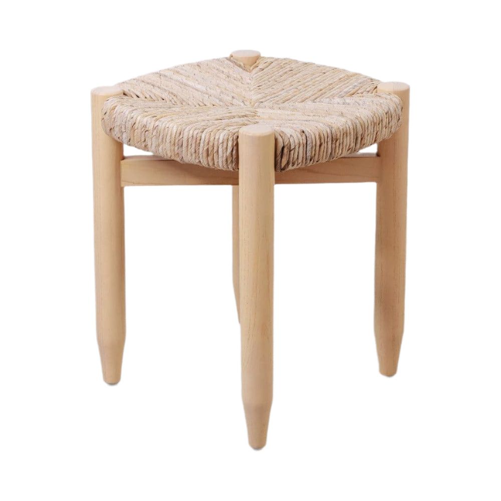 Perriand Teak Woven Stool-France & Son-FL1119IVORY-Stools & OttomansIvory-1-France and Son