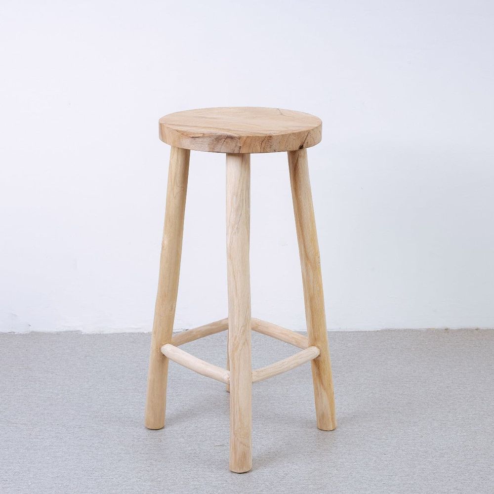 Kiran Teak Wood Stool-France & Son-FL1130CNTR-Bar StoolsCounter Stool-6-France and Son