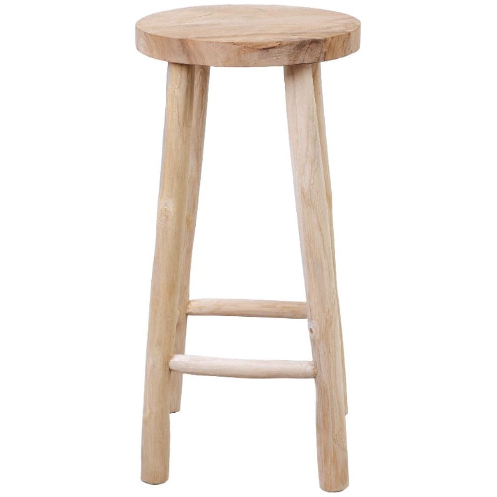 Kiran Teak Wood Stool-France & Son-FL1129-Bar StoolsDining Stool-7-France and Son