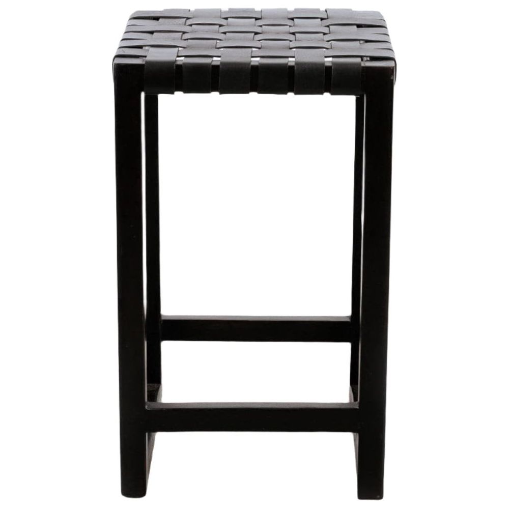 Cahyo Woven Leather Square Counter Stool-France & Son-FL1138BLK-Bar StoolsBlack-2-France and Son