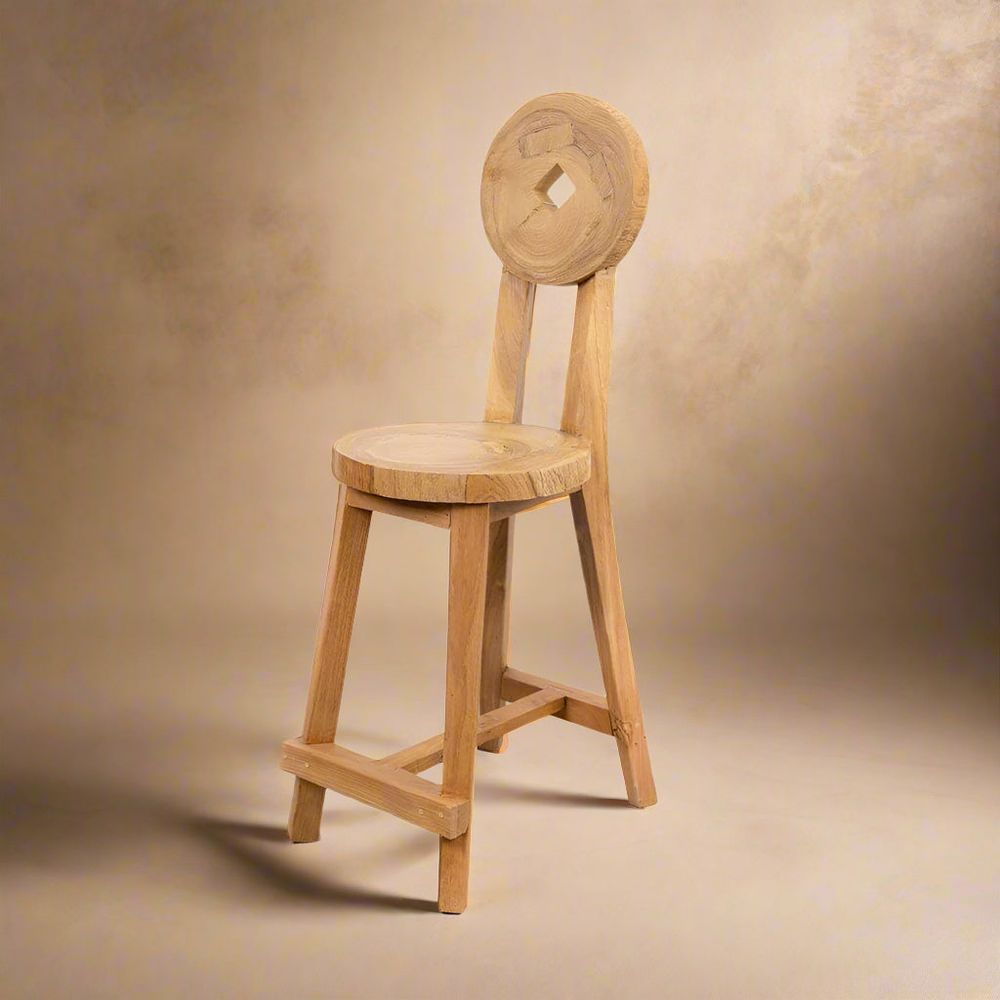 Brauer Primitive Stool-France & Son-FL1139NTRL-Bar Stools-1-France and Son