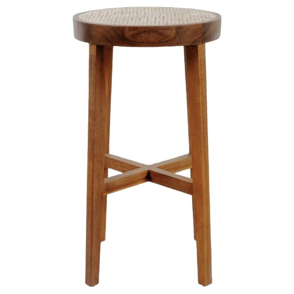 Jeanneret Round Counter Stool with Cane Seat-France & Son-FL1141NTRL-CUT-Bar StoolsNatural-1-France and Son