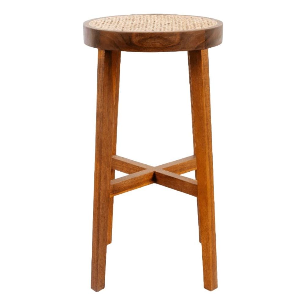 Jeanneret Round Bar Stool-France & Son-FL1141NTRL-Bar StoolsNatural-1-France and Son