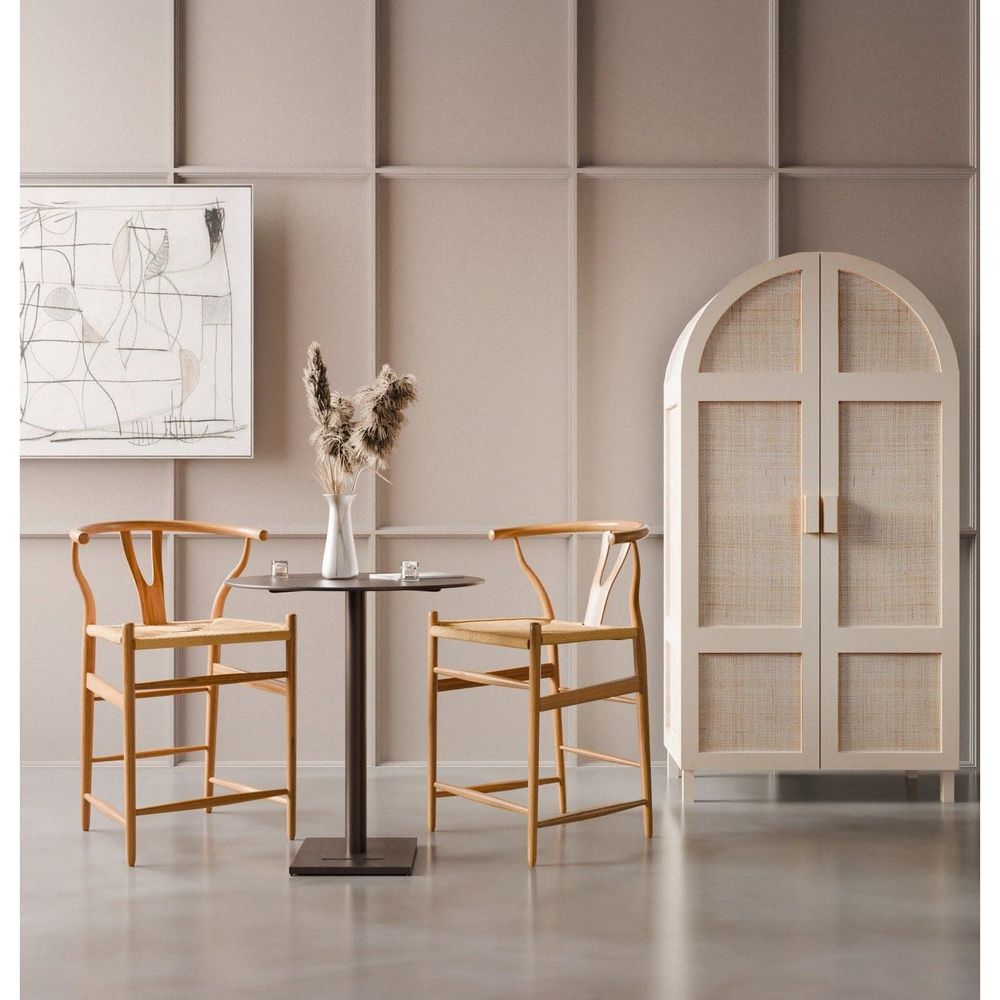 Wishbone Teak Counter Stool-France & Son-FL1180NTRL-Bar StoolsNatural-2-France and Son