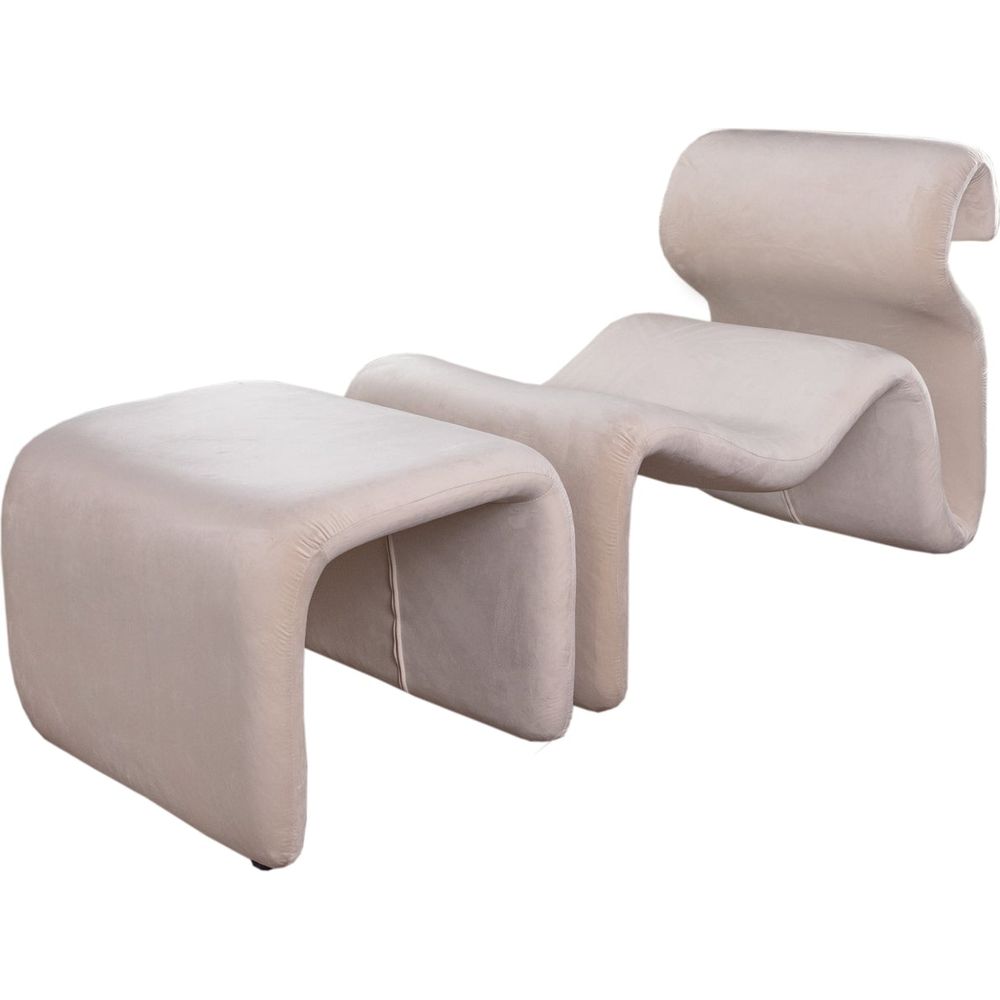 Etcetera Figure Lounge Chair + Ottoman-France & Son-FL1090BGE-FL1190BGE-Lounge ChairsBeige-1-France and Son