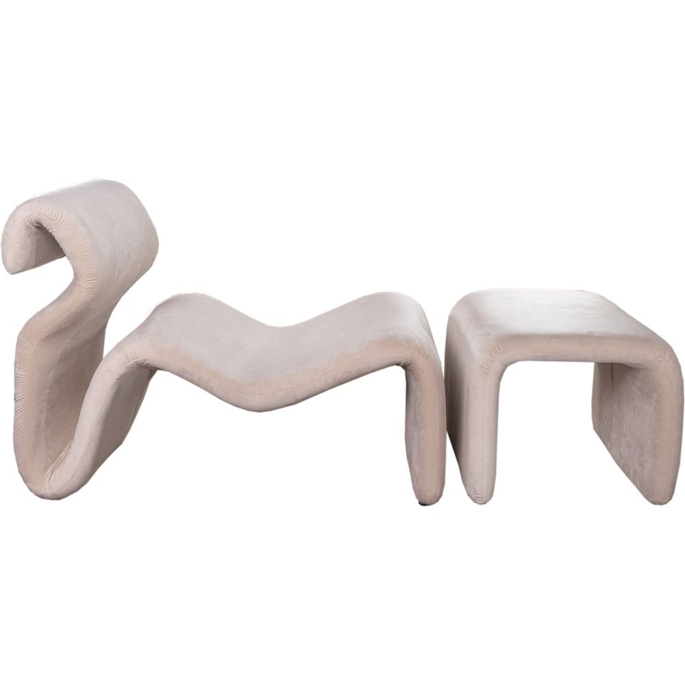 Etcetera Figure Lounge Chair + Ottoman-France & Son-FL1090BGE-FL1190BGE-Lounge ChairsBeige-2-France and Son