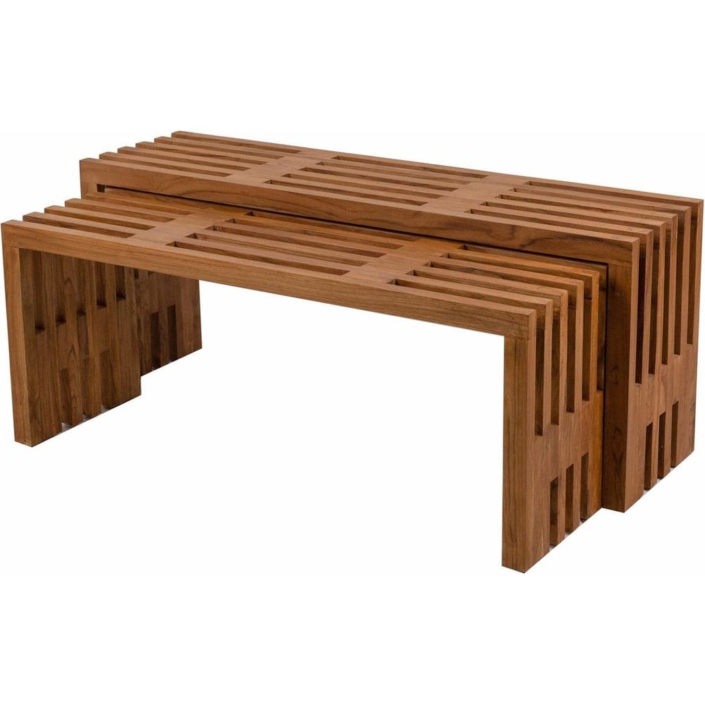 Jensen Slatted Nesting Bench-France & Son-FL1214NTRL-Benches-1-France and Son