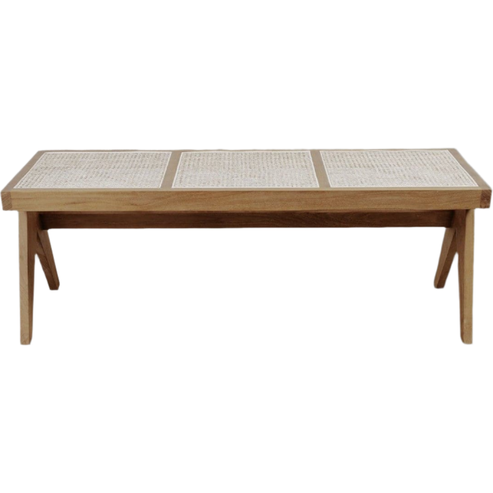 Jeanneret Bench Long with Hand Caned Seat