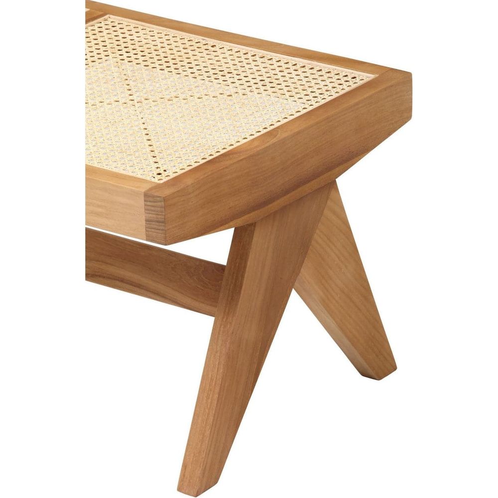 Jeanneret Bench Long with Hand Caned Seat-France & Son-FL1293IVORY-BenchesIvory Wash-4-France and Son